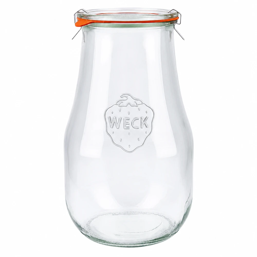 WECK Pot tulipe 2700ml RR100 avec couvercle en verre et anneau en caoutchouc Pot de conservation set complet