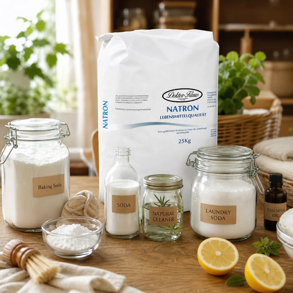 Sac de 25kg de bicarbonate de soude en poudre blanche écologique pour un nettoyage ménager durable