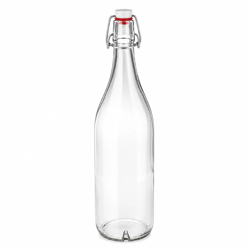 Bouteille en verre de 1000 ml + bouchon mécanique en PVC UNiTWIST Bouteille en verre 1000ml avec bouchon à étrier PVC UNiTWIST transparent vide Voir le produit Image principale
