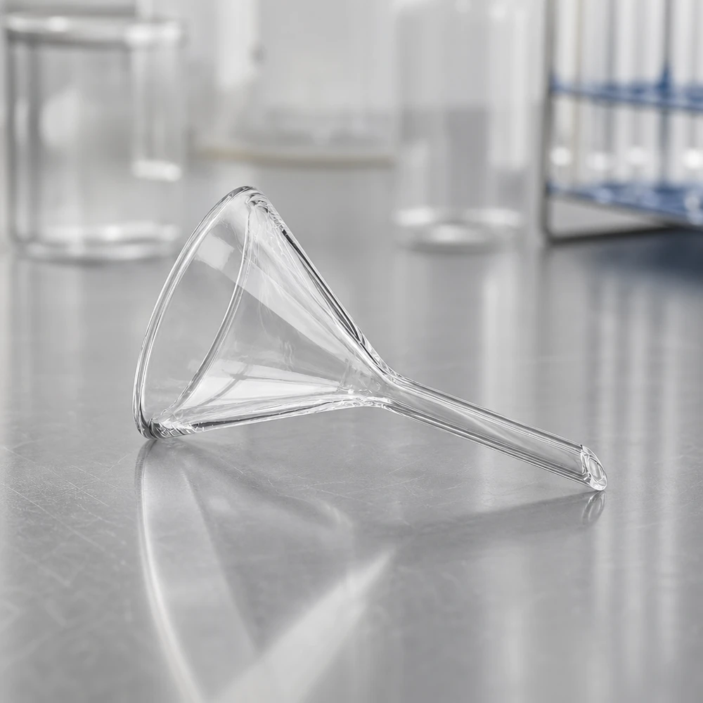 Entonnoir Ø 45mm - verre sodocalcique - angle 60° Entonnoir de laboratoire transparent en verre sodo-calcique de 45 mm de diamètre pour les applications chimiques
