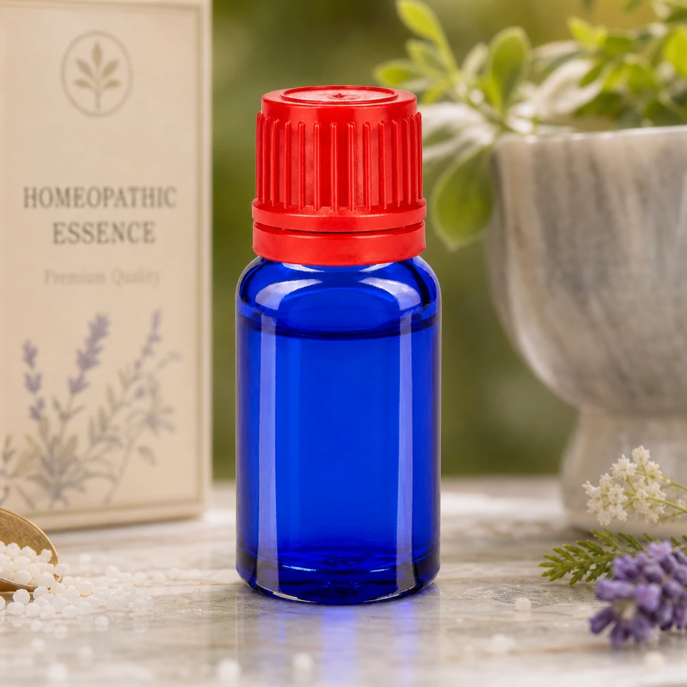 Flacon 10ml 11mm SV rouge OV BlueLine UT18/10 Flacon de protection contre la lumière 10ml bleu foncé avec bouchon rouge de 11mm contre les rayons UV