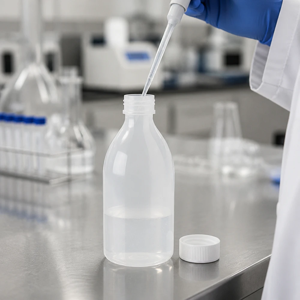 Flacon 250 ml à col étroit, avec bouchon Petite bouteille en plastique à bouchon à vis de 250 ml pour le stockage en toute sécurité des liquides de laboratoire