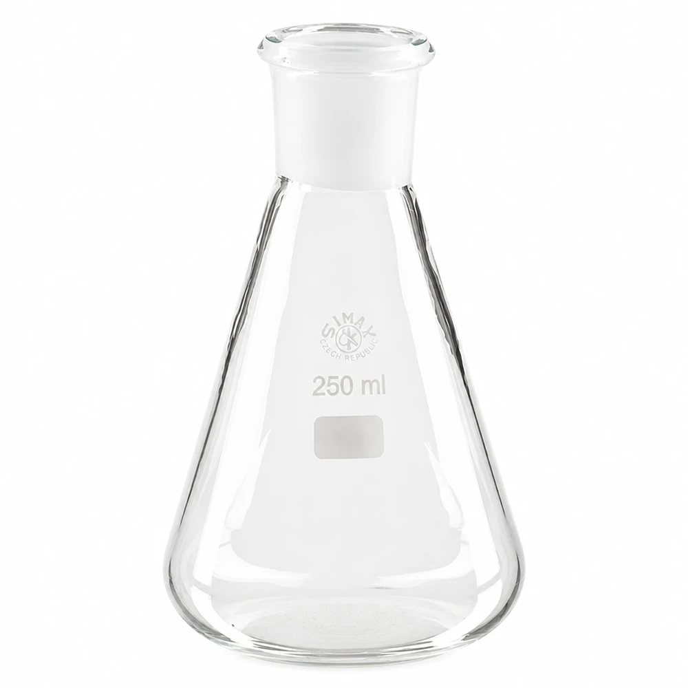 Erlenmeyer 250 ml col étroit, verre borosilicate avec rodage normalisé 29/32 Erlenmeyer 250 ml col étroit, verre borosilicate avec rodage normalisé 29/32