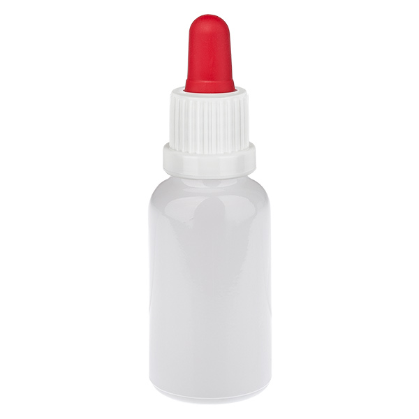 Flacon pipette 20 ml blanc/rouge, bouchon inviolable WhiteLine UT18/20