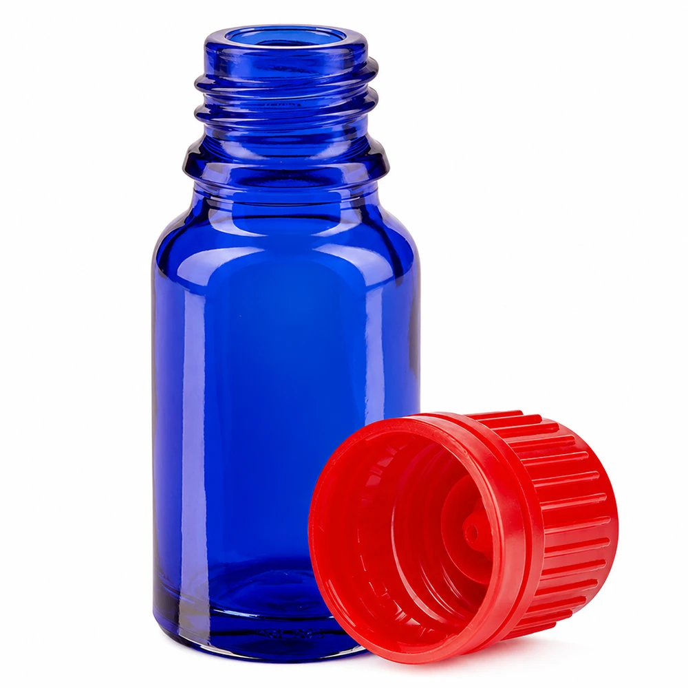 Flacon 10ml 11mm SV rouge OV BlueLine UT18/10 Flacons en verre 10ml bleu rouge ouverture 11mm SV bouchon pour homéopathie et naturopathie