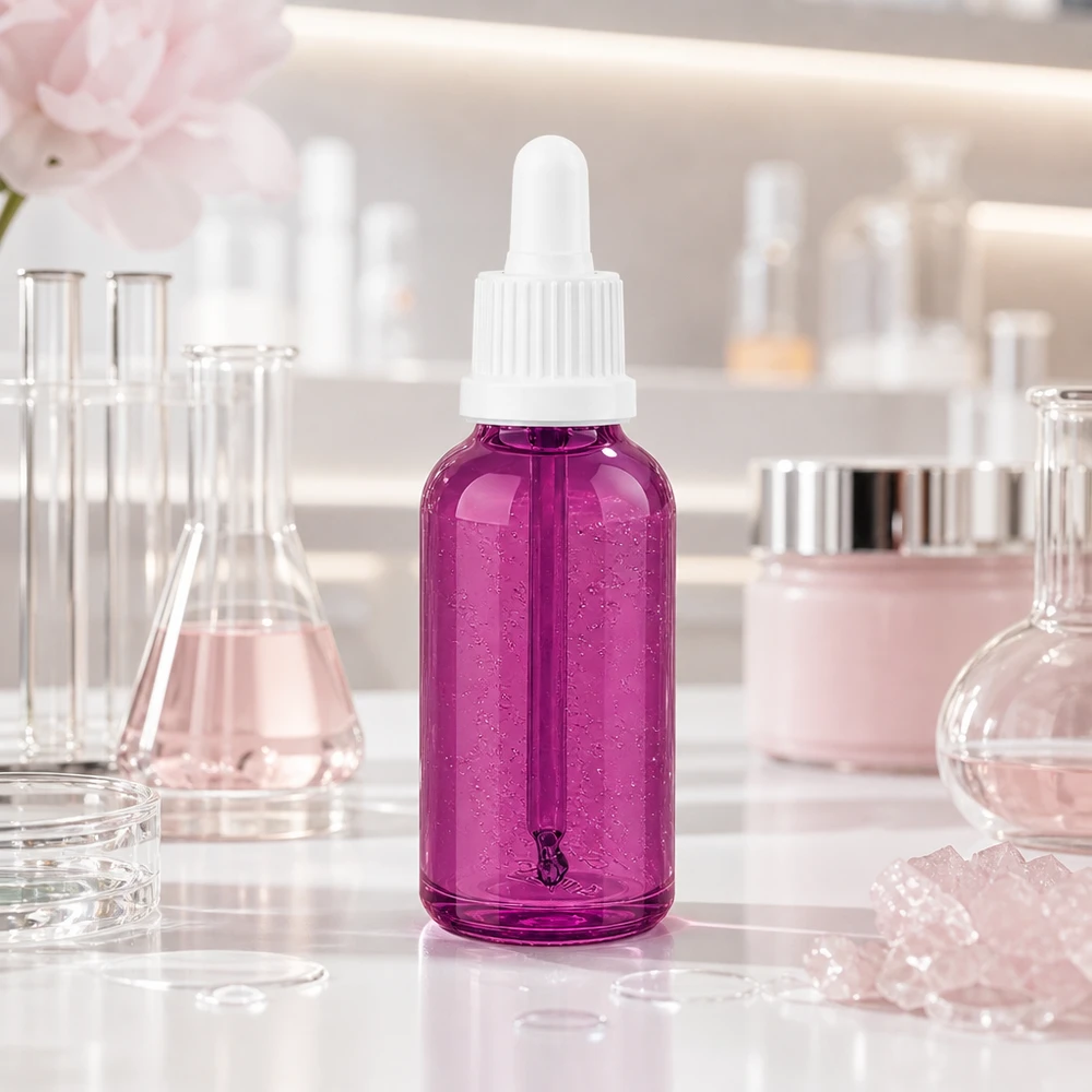 Flacon pipette 30ml blanc originalité bouchon à vis PurpleLine UT18/30 Flacon violet de 30ml avec bouchon pipette parfait pour les cosmétiques et sérums DIY