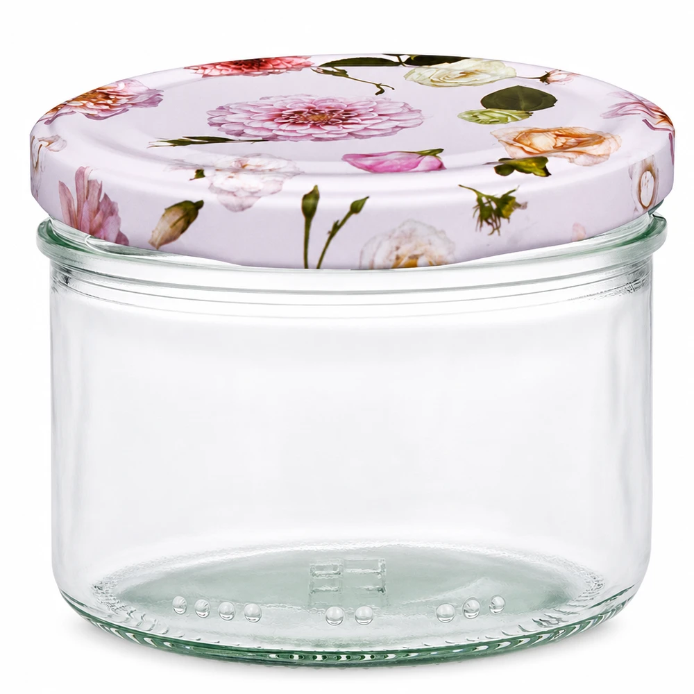 Pot cylindrique de 230 ml + couvercle BasicSeal rose fleur Pot cylindrique 230ml avec couvercle BasicSeal fleur rose - Pot de conservation avec motif de fleurs pour la cuisine et les réserves