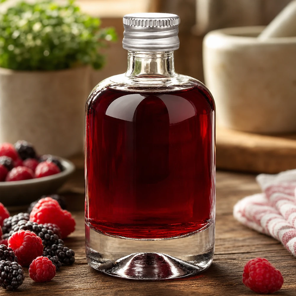 Flacon en verre 40 ml « Sara » avec bouchon à vis argenté UNiTWIST®