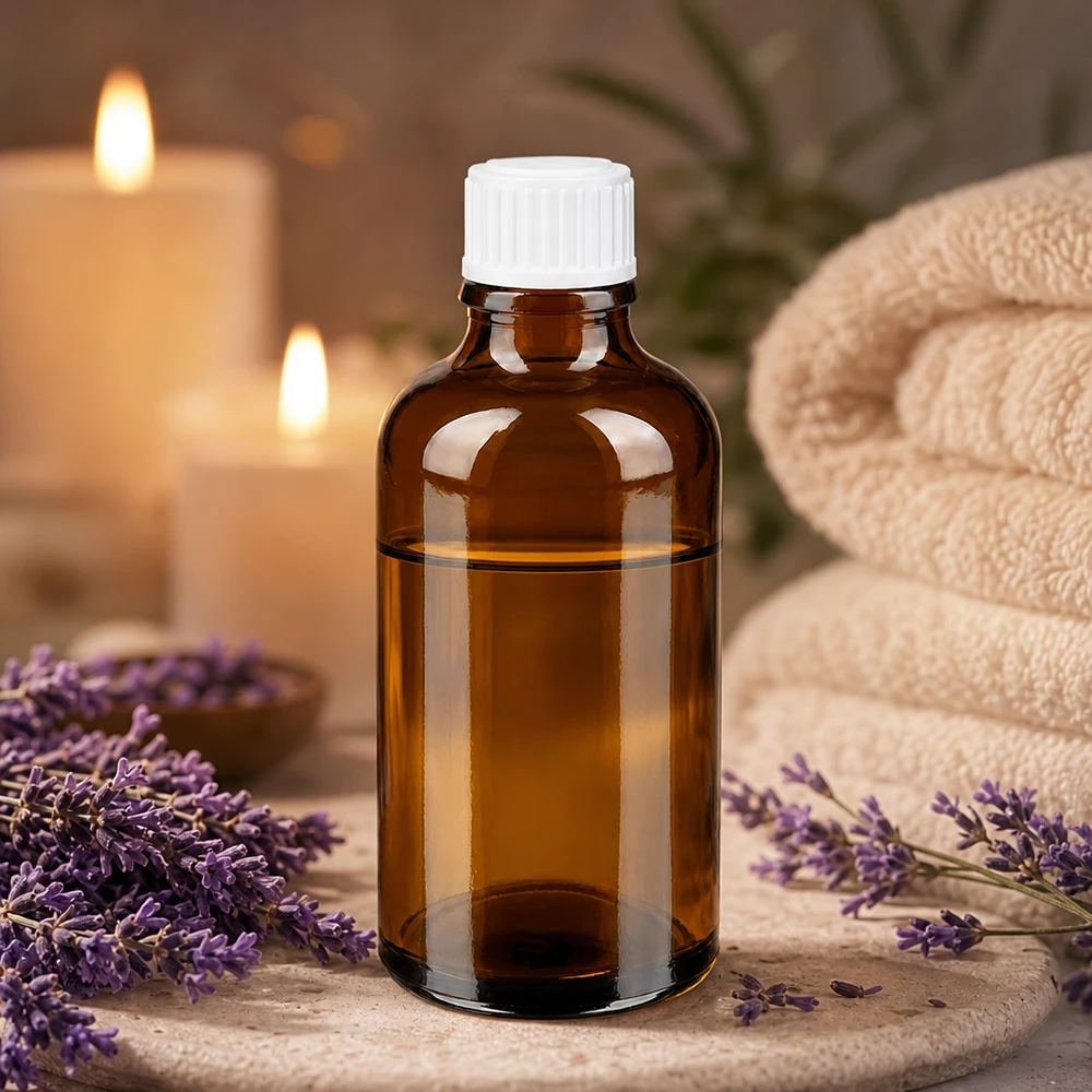 Flacon de pharmacie brun 50ml bouchon à vis blanc Petite bouteille en verre brun de 50 ml avec bouchon standard blanc, destinée à l'aromathérapie et au bien-être