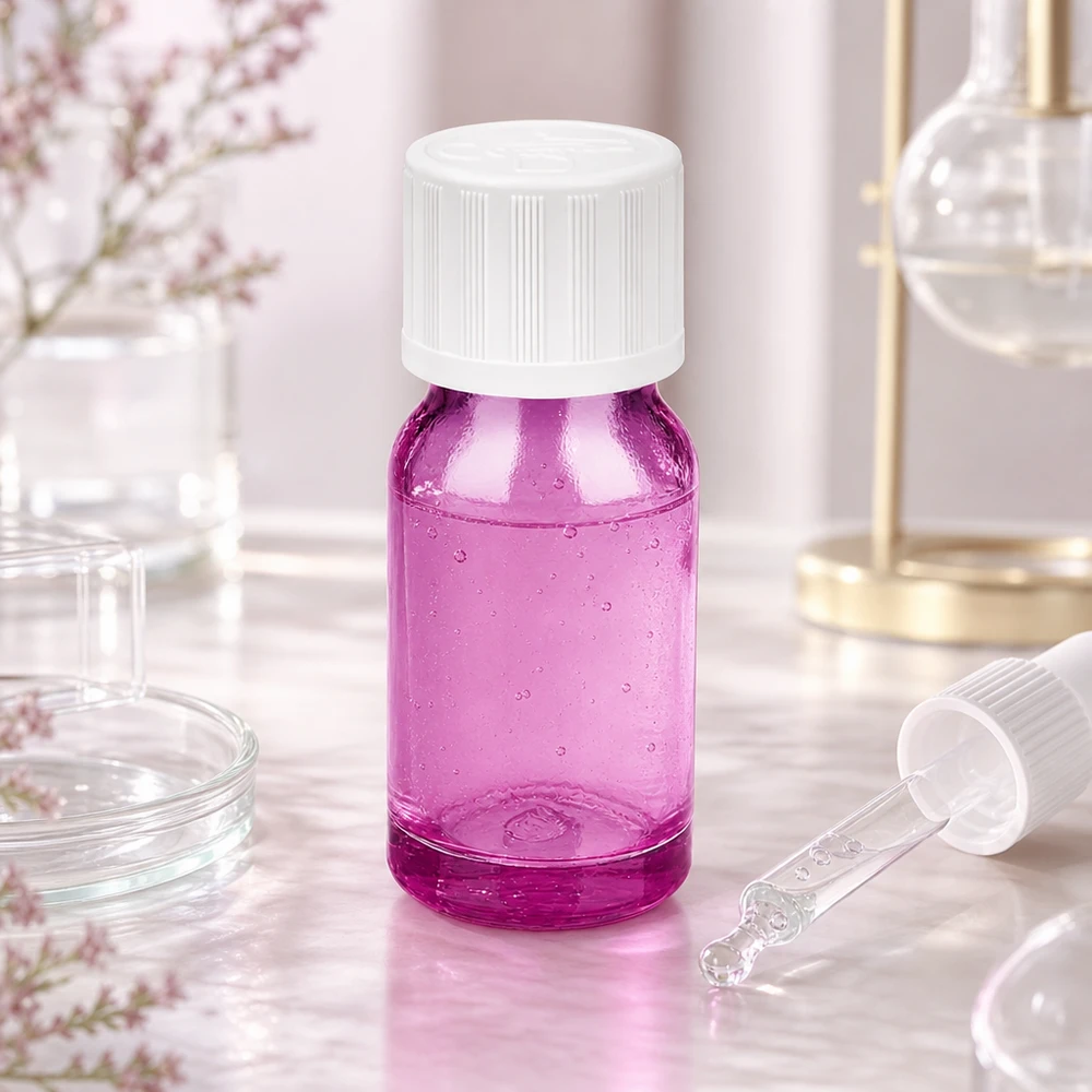Flacon compte-gouttes 10ml 1.2mm blanc standard sécurité enfant PurpleLine.UT18/10 Flacon compte-gouttes violet de 10 ml à filetage standard UT18/10 pour usage professionnel