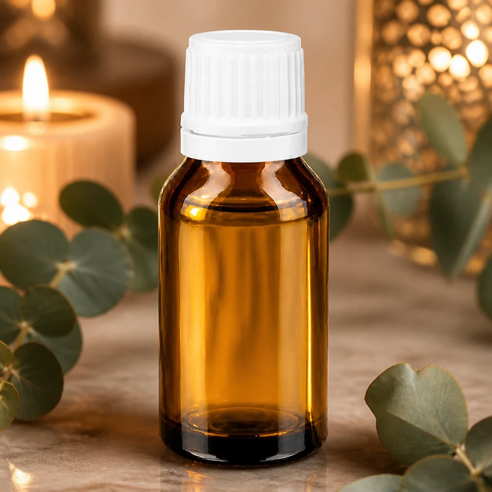 Flacon en verre brun 15ml avec bouchon à vis blanc VR Flacon de pharmacie de 15 ml en verre ambré, muni d'un bouchon d'inviolabilité blanc à l'épreuve des enfants