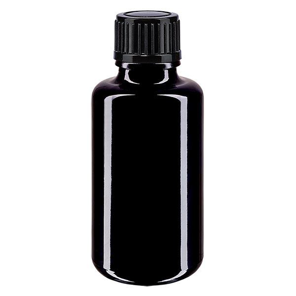 Bouteille de pharmacie viol. 30ml V. goutte. 1mm noir pc