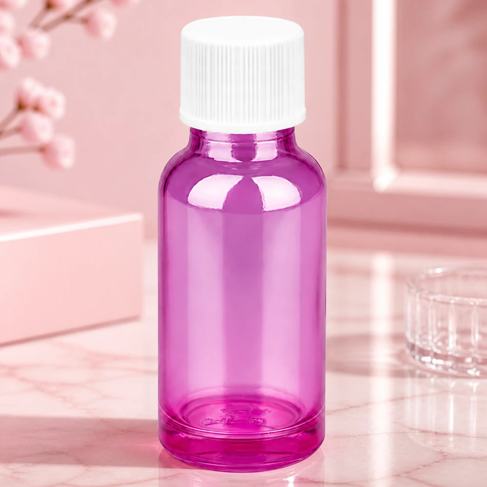 Flacon 20ml 11mm bouchon vissant blanc standard PurpleLine UT18/20 Flacon moderne PurpleLine 20ml violet idéal pour les cosmétiques DIY et les mélanges