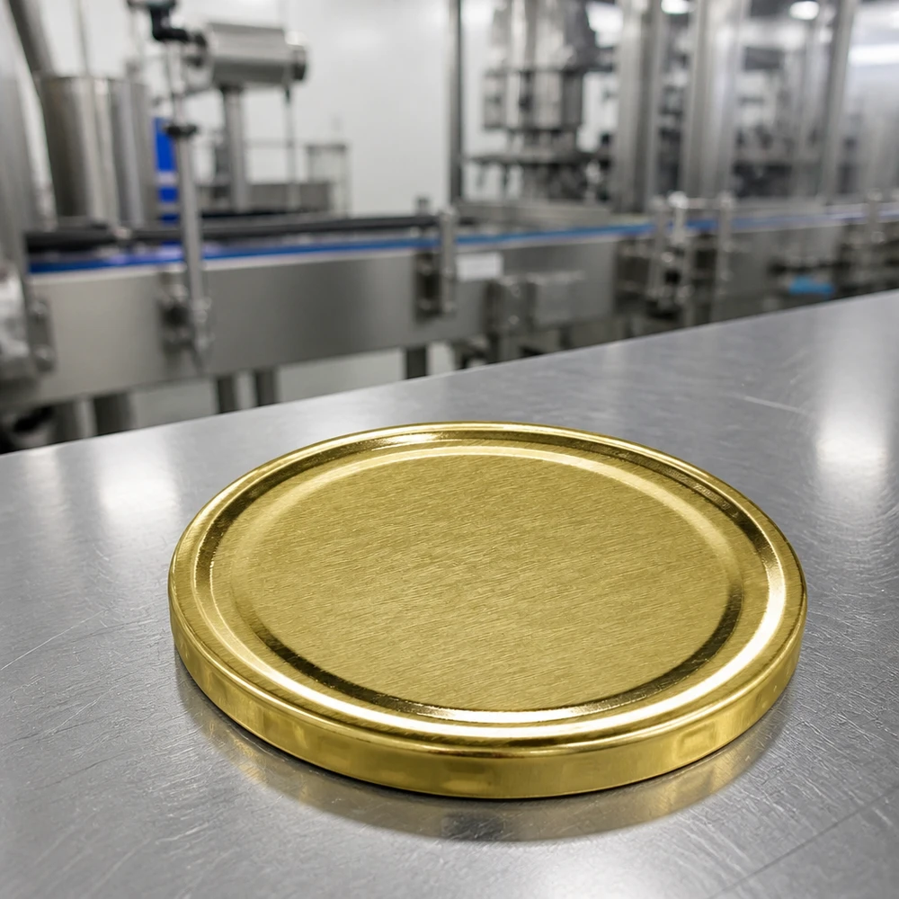 Couvercle BasicSeal 70 mm TO70 UNiTWIST, finition métallique dorée brillante – gros plan