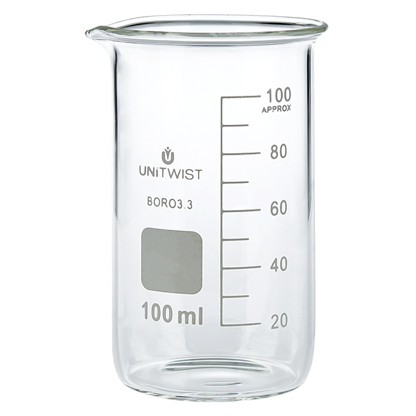 Bécher 100ml borosilicate, forme haute UNITWIST Bécher 100ml borosilicate, forme haute UNITWIST