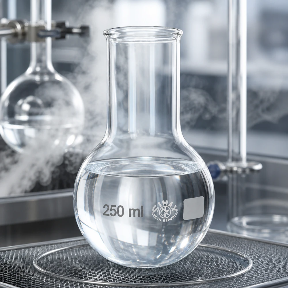 Ballon rond 250ml à col large avec forme ergonomique pour une manipulation sûre dans le quotidien du laboratoire