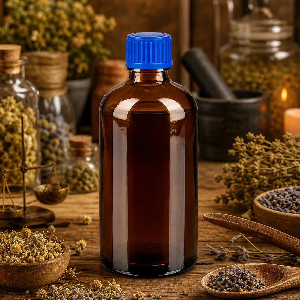 Flacon de 100ml 11mm SV bleu STD BrownLine UT18/100 Flacon en verre brun de 100 ml protégé de la lumière avec un design ergonomique pour une utilisation facile