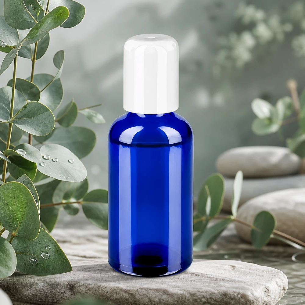 Flacon Roll-On 50ml blanc STD BlueLine UT18/50 Flacon en verre roll-on de 50 ml au design ergonomique pour une utilisation et un dosage faciles