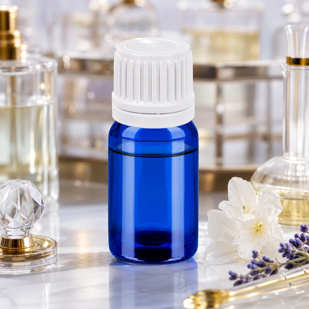 Flacon 5ml 11mm SV blanc OV BlueLine UT18/5 Flacon en verre bleu Premium 5ml avec bouchon anti-gouttes pour produits cosmétiques