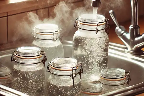 Stériliser les verres avec de l'eau bouillante