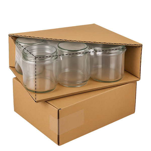 205ml Verre rond avec couvercle BioSeal blanc UNiTWIST Pots hexagonaux de 196 ml en emballage carton montrent la livraison pratique des pots à confiture hexagonaux avec couvercle BasicSeal