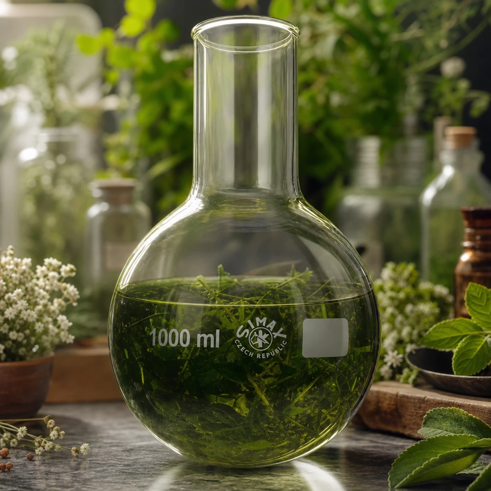 Ballon à fond plat 1000ml col large borosilicate avec bord arrondi Ballon rond grand volume 1000ml idéal pour les processus batch et les processus de synthèse