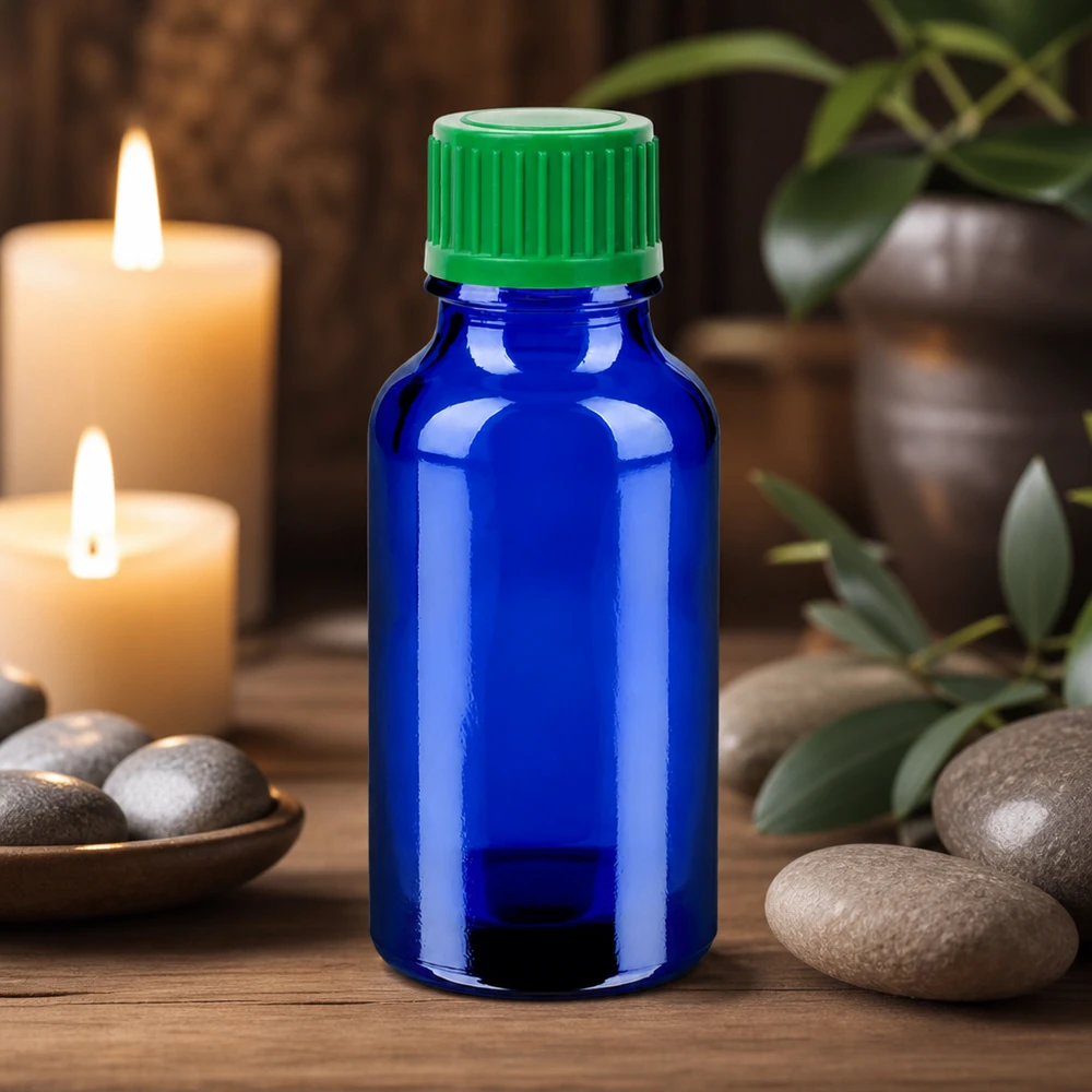 20ml Flacon compte-goutte 0.8mm vert STD BlueLine UT18/20 Flacon doseur bleu 20ml avec compte-gouttes ergonomique vert pour cosmétiques et produits de soin