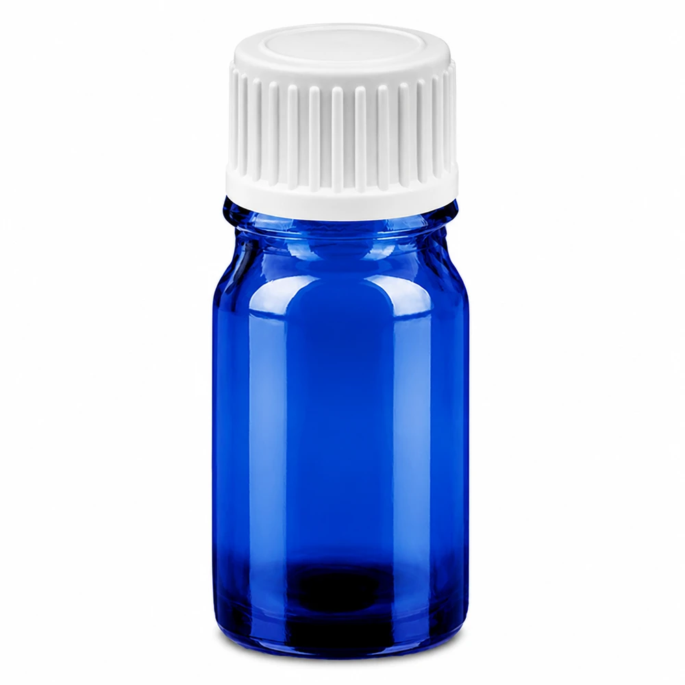 Flacon compte-goutte 5ml 0.9mm blanc STD BlueLine UT18/5 Flacon 5ml en verre bleu de haute qualité avec bouchon compte-gouttes blanc pour les besoins du laboratoire