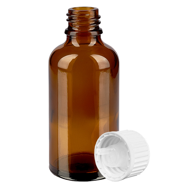 50ml flacon compte-gouttes 0.9mm blanc STD BrownLine UT18/50