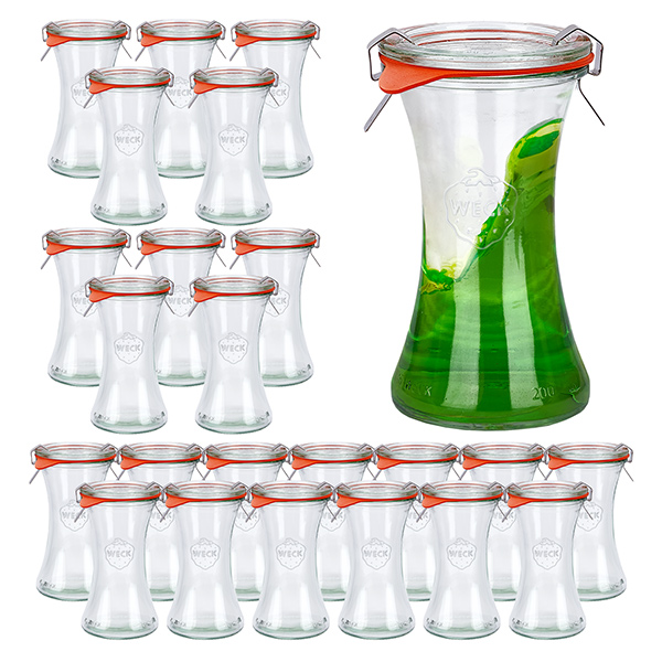 Set de 24 bocaux Weck de 200 ml avec 24 couvercles en verre