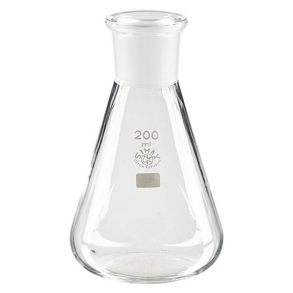 Erlenmeyer 200 ml col étroit, verre borosilicate avec rodage normalisé 29/32
