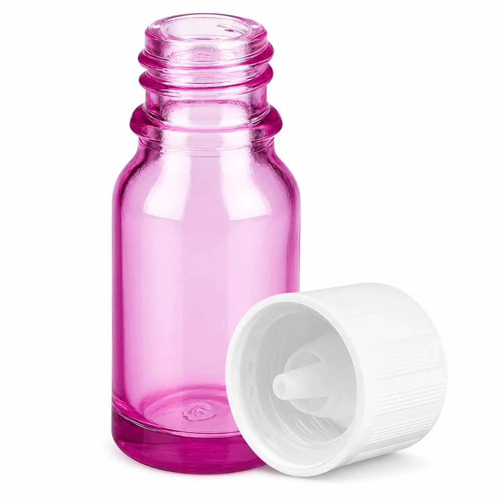 Flacon compte-gouttes 10ml 1.2mm blanc standard sécurité enfant PurpleLine.UT18/10 Flacon compact de 10ml en violet avec bouchon KiSi idéal pour le DIY cosmétique et l'aromathérapie