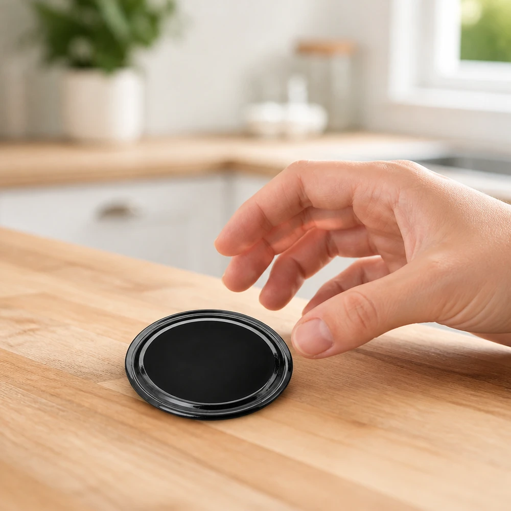 Couvercle de conserve noir UNiTWIST BasicSeal TO63, 63 mm, pour surface en bois, avec poignée