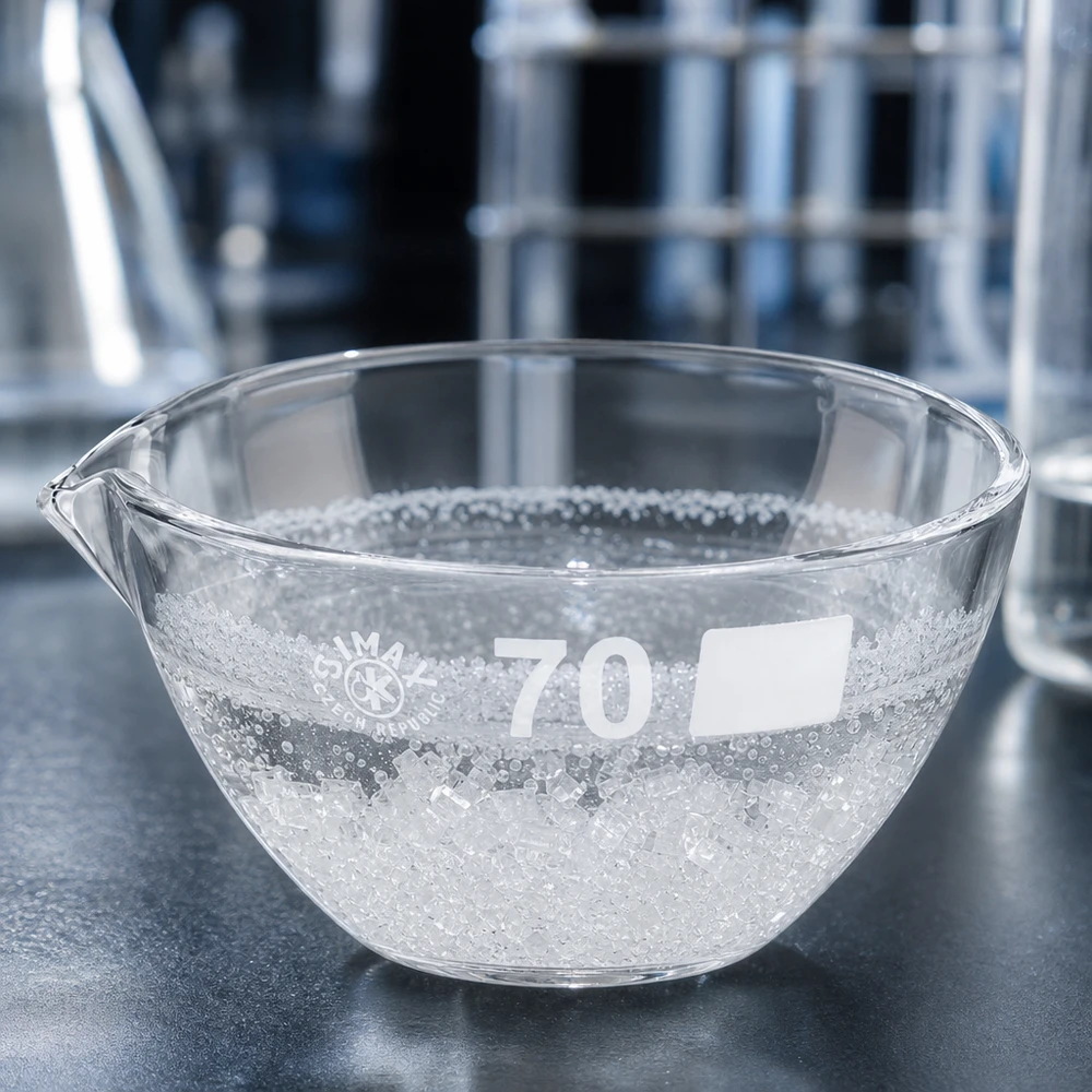 Capsule d’évaporation 60 ml en verre borosilicate, avec bec verseur Bol d'évaporation résistant à la chaleur d'une capacité de 60 ml avec aide à la coulée pratique pour les expériences