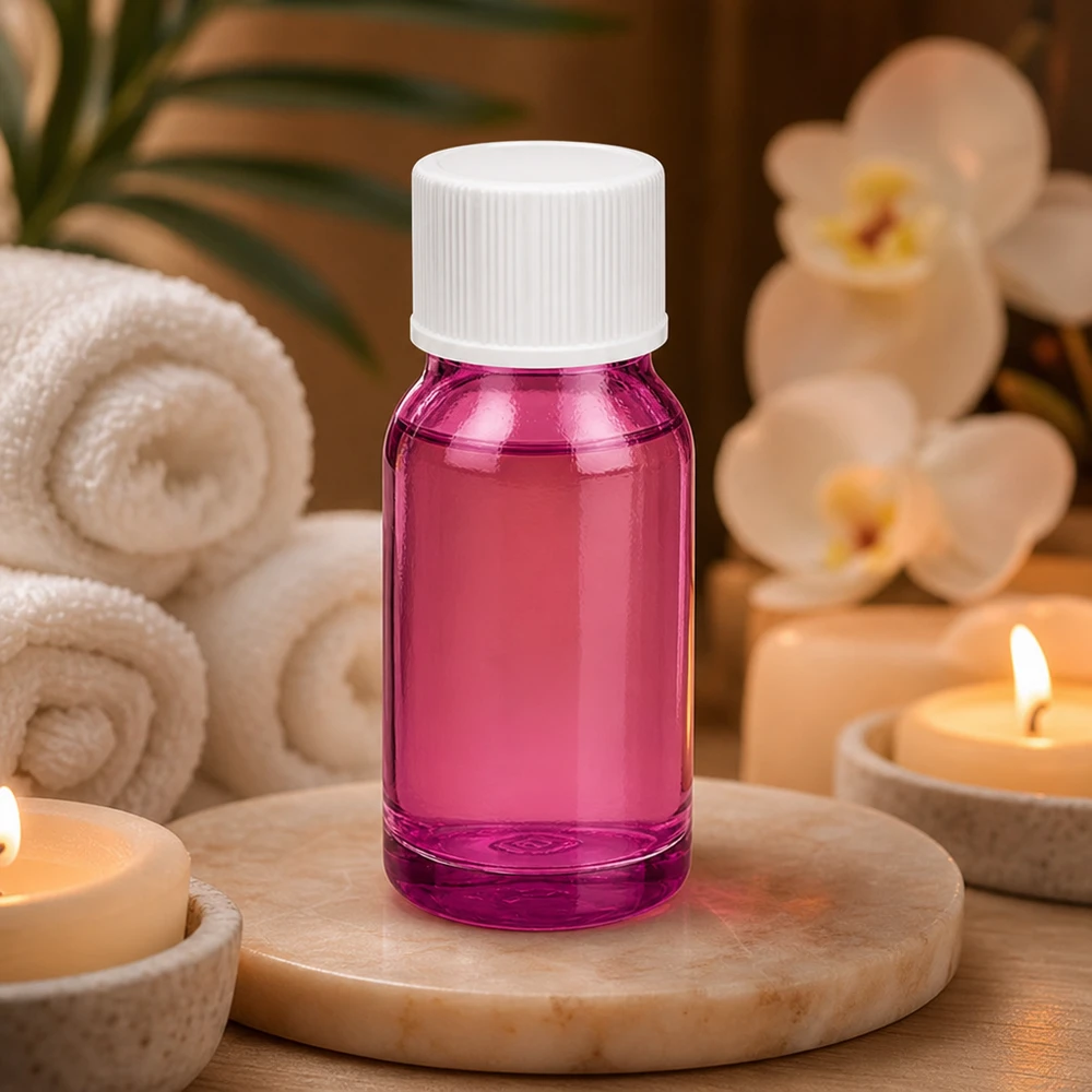 Bouteille 10ml 11mm bouchon à vis blanc standard PurpleLine UT18/10 Flacon en verre violet de 10ml avec filetage UT18/10 et bouchon blanc pour les substances sensibles à la lumière