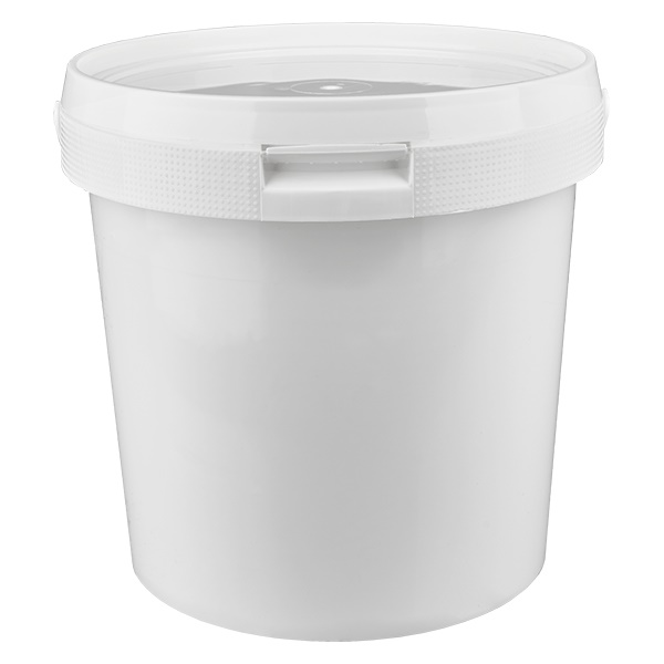 Seau 2.5L en plastique blanc PP avec couvercle Seau 2.5L en plastique blanc PP avec couvercle