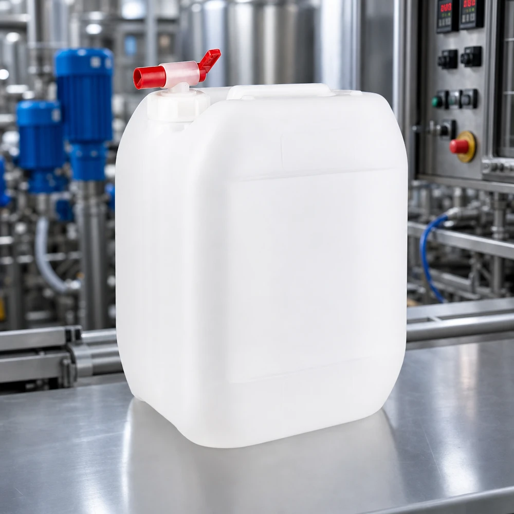 Bidon en HDPE de 10 litres, adapté au contact alimentaire, avec robinet de vidange, pour un stockage sûr des liquides dans l'industrie