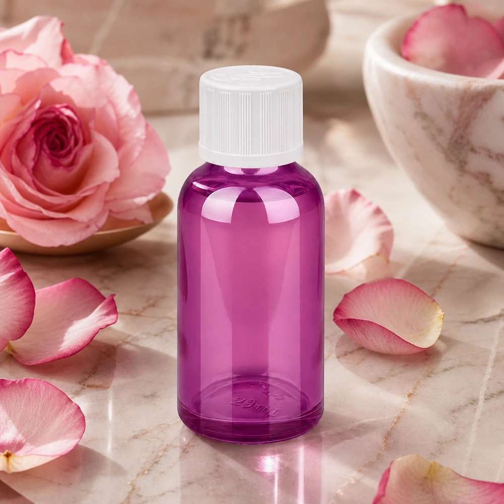 Flacon compte-gouttes 30ml en plastique violet transparent idéal pour le bricolage cosmétique et la fabrication de sérums