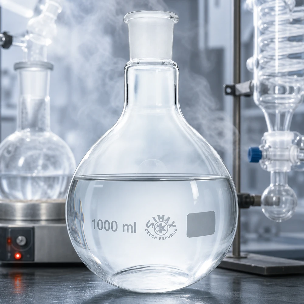 Ballon à fond plat 1000 ml à col large, en verre borosilicate avec rodage normalisé 29/32 Fiole de laboratoire 1000ml en verre épais avec marquage précis du volume et rodage normalisé