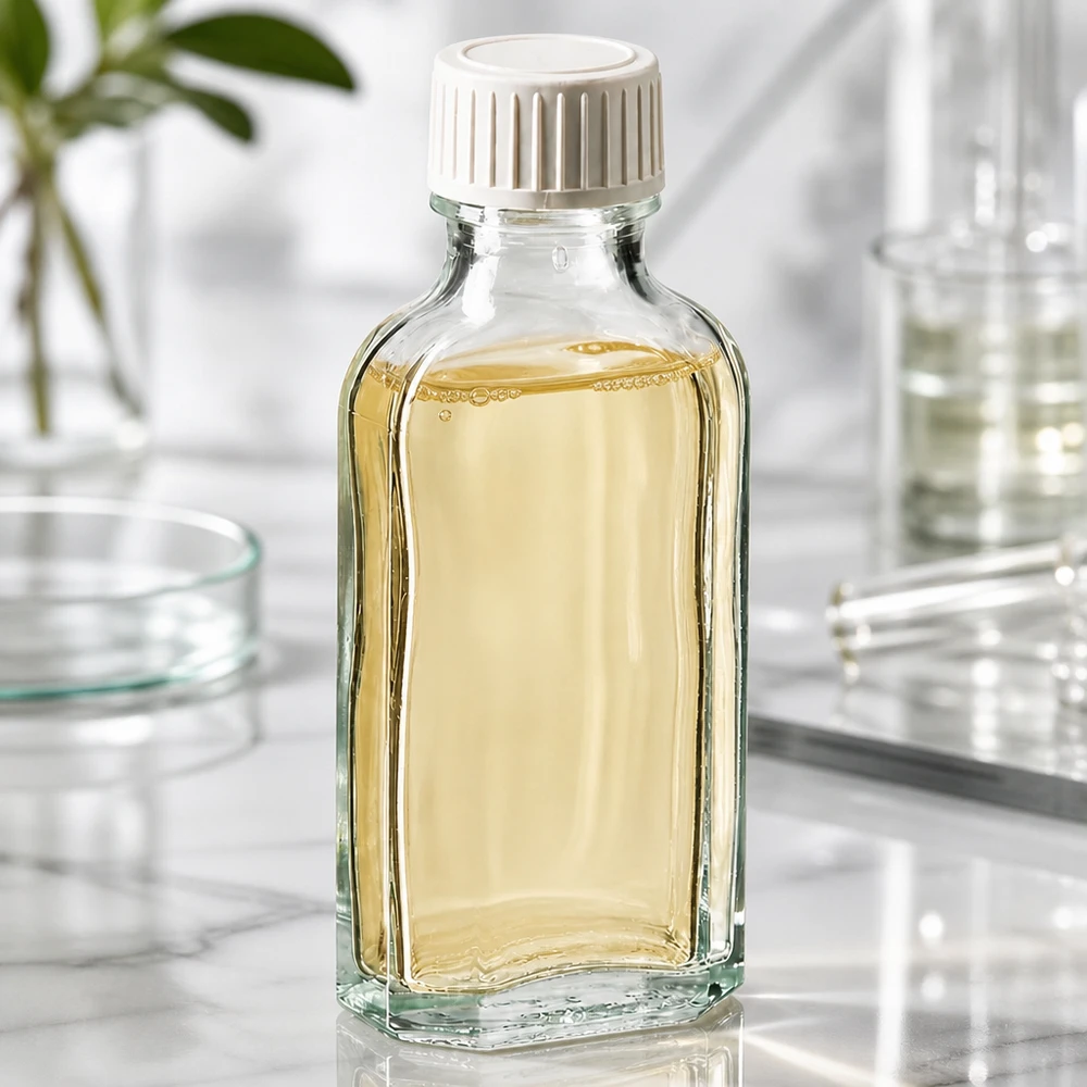 Flacon plat à fond plat, transparent, 50 ml, avec insert en mousse de PE, adapté aux huiles essentielles