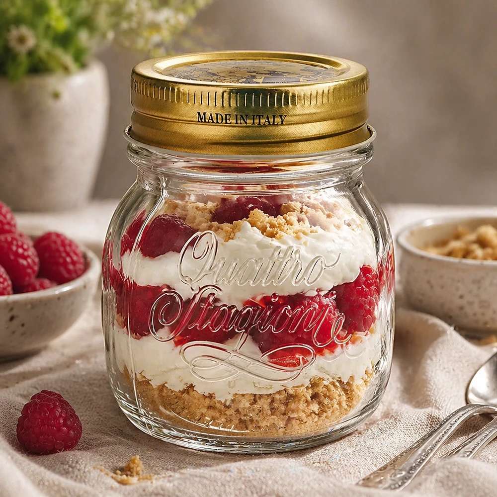 Verre rond 150ml « Quattro Stagioni » avec couvercle Verre rond 150ml « Quattro Stagioni » avec couvercle