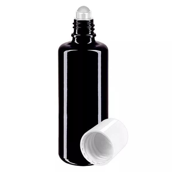 Flacon de pharmacie violet 100ml roll-on bouchon blanc