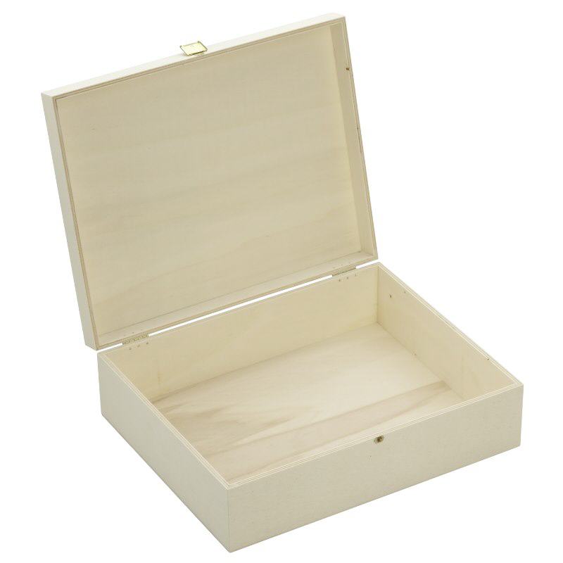 Boîte en bois avec couvercle à charnière 35x28x11cm (peuplier contreplaqué) Boîte en bois avec couvercle à charnière 35x28x11cm (peuplier contreplaqué)