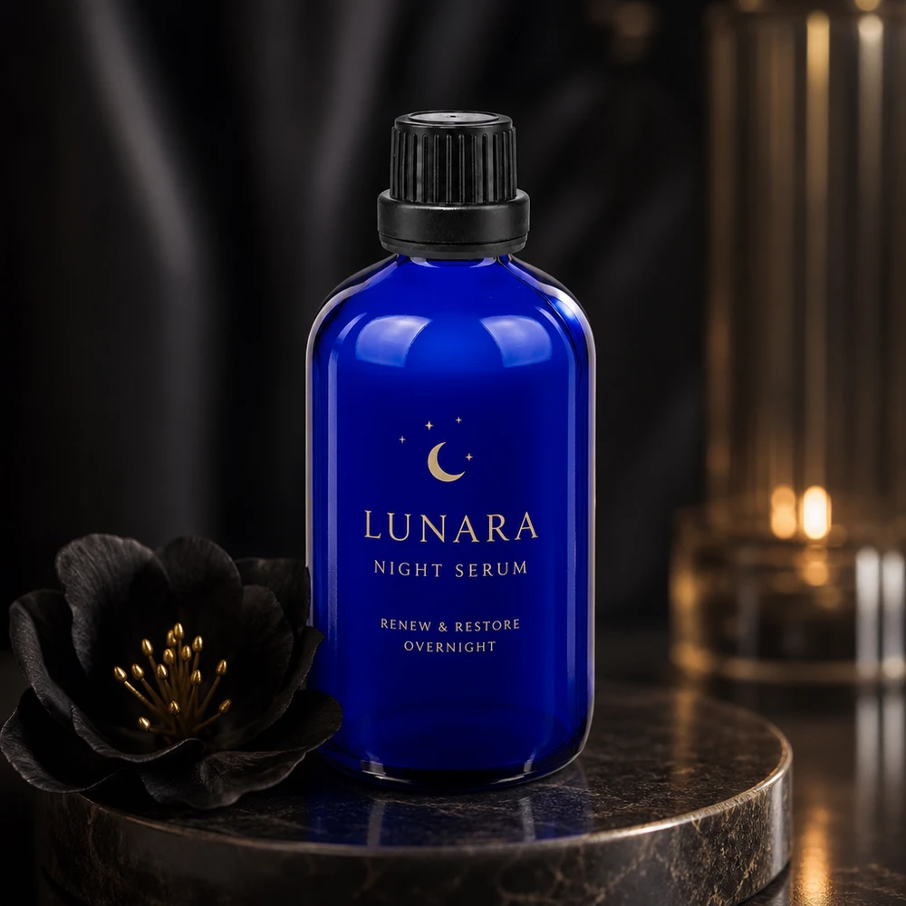 Flacon de pharmacie bleu cobalt de 100 ml avec bouchon à vis de 11 mm pour produits cosmétiques