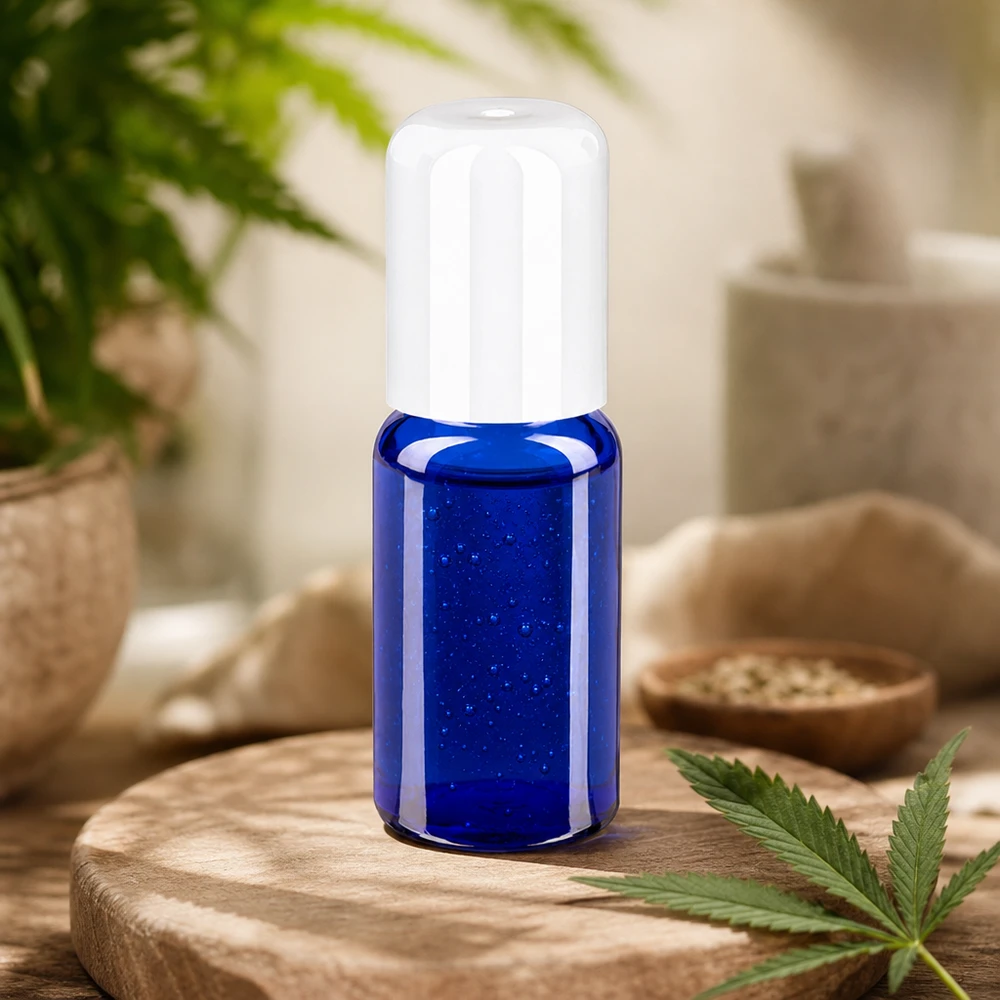 Flacon roll-on 10ml blanc STD BlueLine UT18/10 Petit flacon roll-on pratique de 10ml en bleu pour le traitement ponctuel et le massage