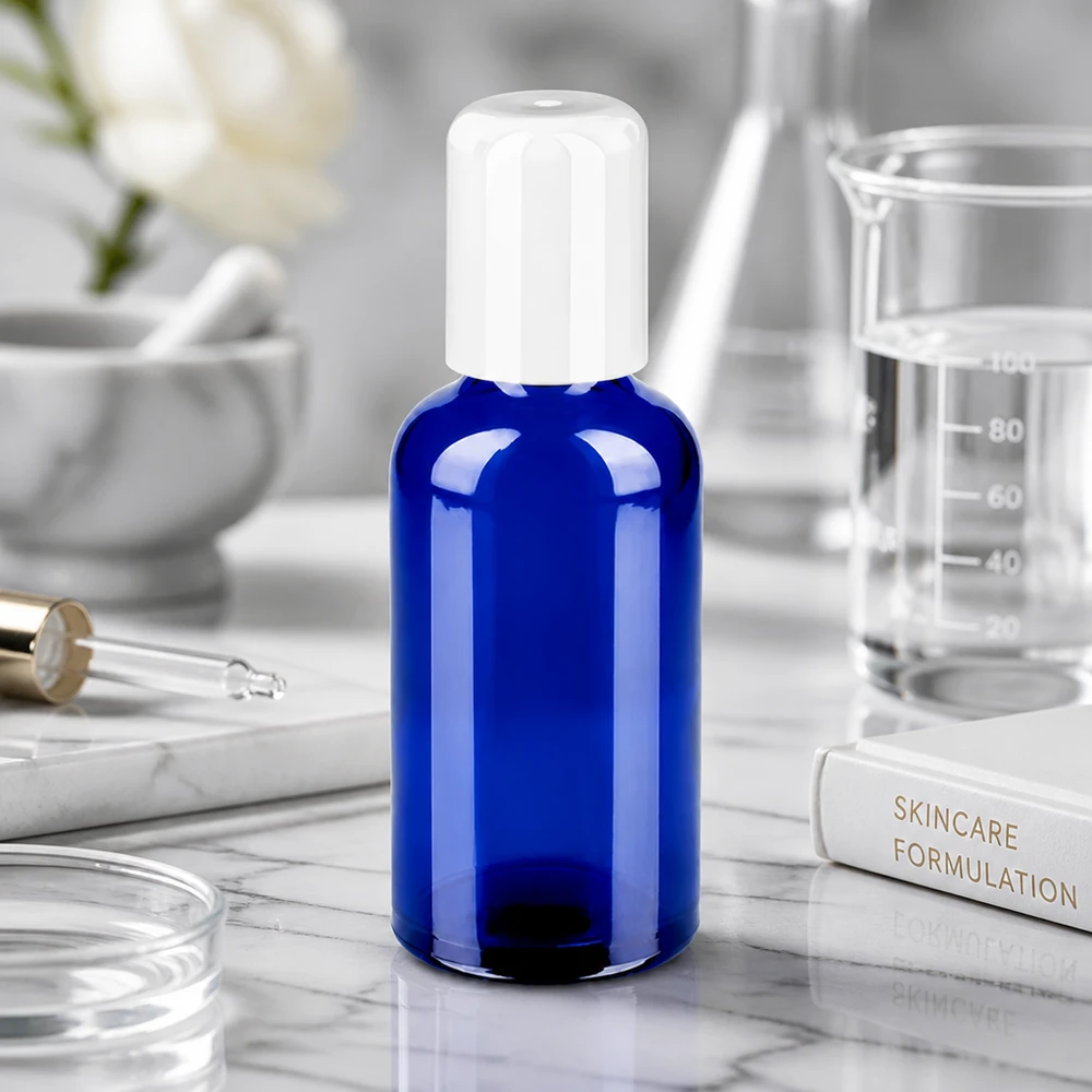 Flacon Roll-On 50ml blanc STD BlueLine UT18/50 Flacon en verre maniable de 50ml avec applicateur à bille roulante idéal pour le bricolage et la fabrication de cosmétiques naturels