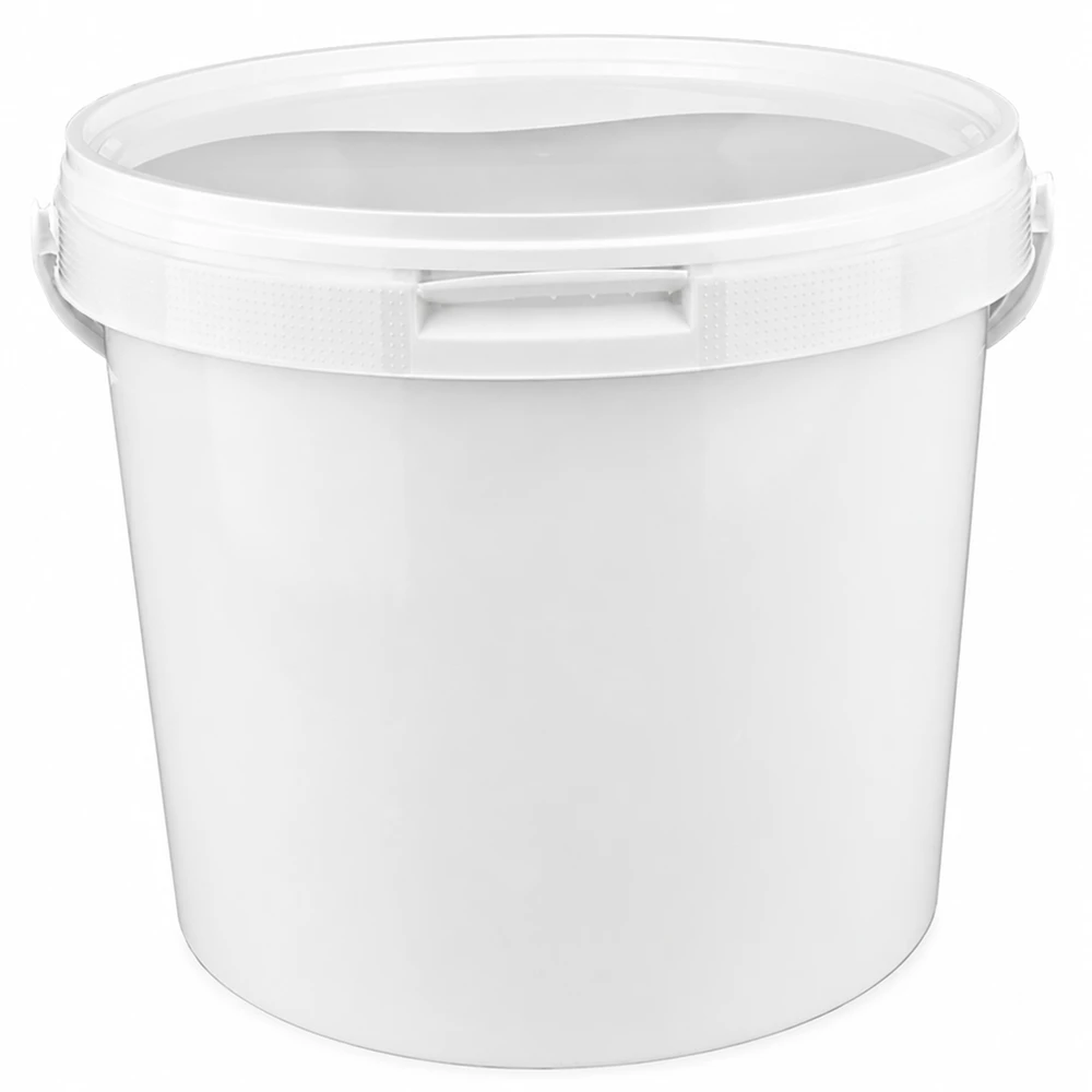 Seau en plastique blanc de 5,6 litres avec couvercle, empilable, pour le stockage et le transport