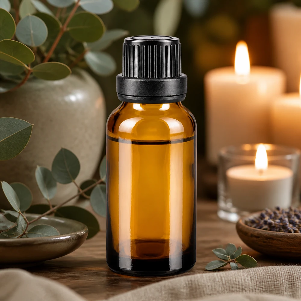 Flacon à pharmacie bleu 20ml bouchon goutte à goutte noir 1mm bouchon d'inviolabilité Flacon compte-gouttes marron de 20 ml, en verre de pharmacie de haute qualité, avec un bouchon noir à sécurité enfants