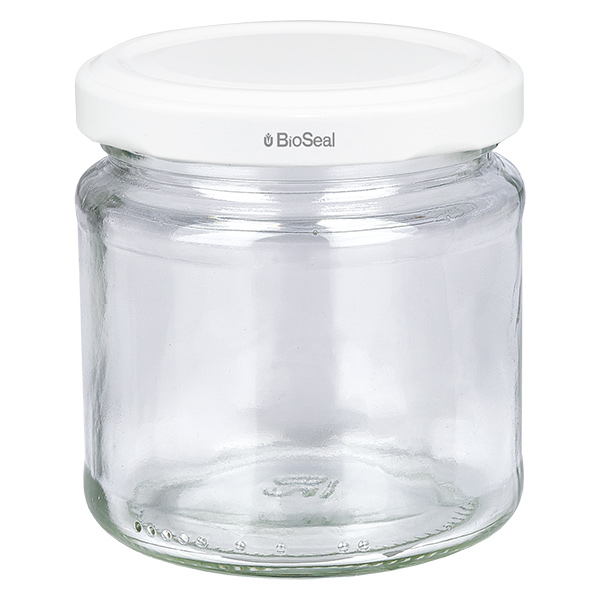 212ml Verre rond avec couvercle BioSeal blanc UNiTWIST