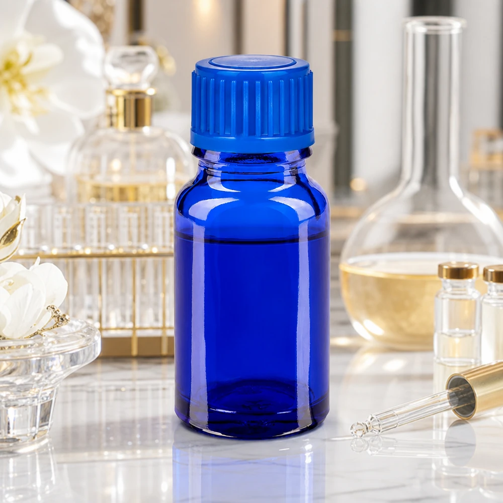 Flacon de 10ml 11mm SV bleu STD BlueLine UT18/10 Bouteille en verre bleu de 10ml avec bec verseur anti-gouttes idéale pour les parfums et les essences